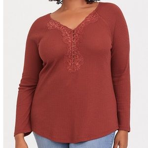 Torrid Waffle Lace Henley Top